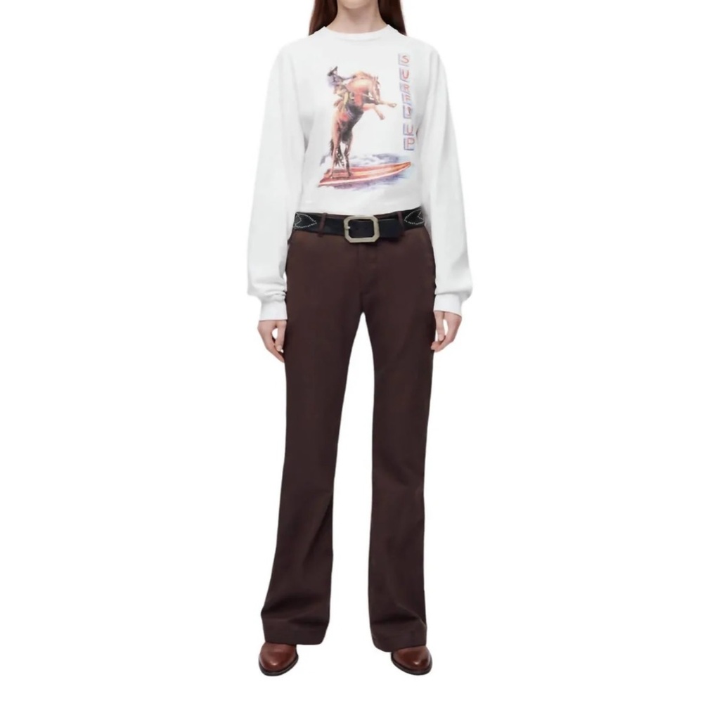 Re/Done Chocolate Brown Mid Rise Trouser Pants